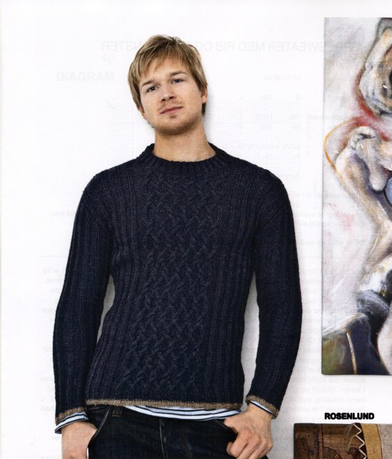  14505890 Herresweater med rib og fletmnster 