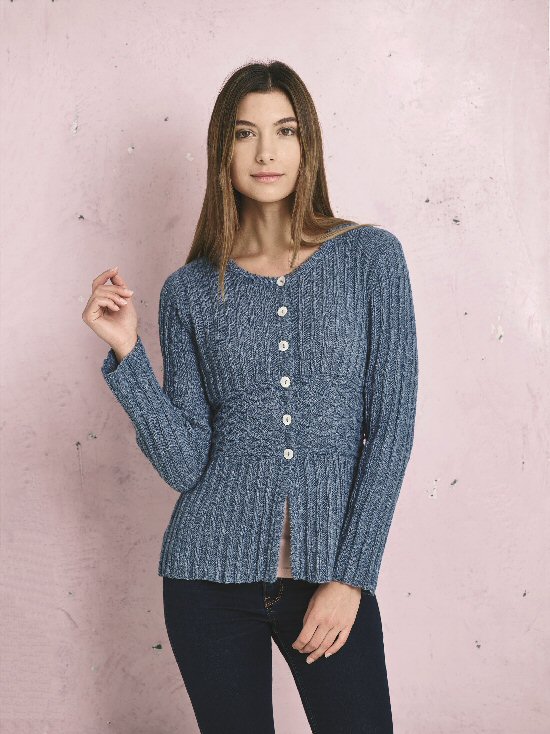  893509 Cardigan med smocksnoning i taljen 