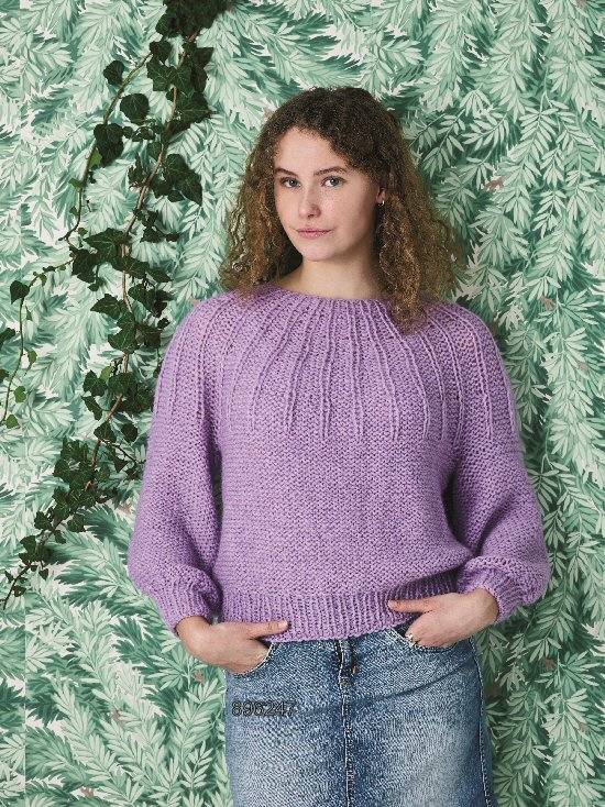  896247 Luftig sweater m/riller og ballonrme 