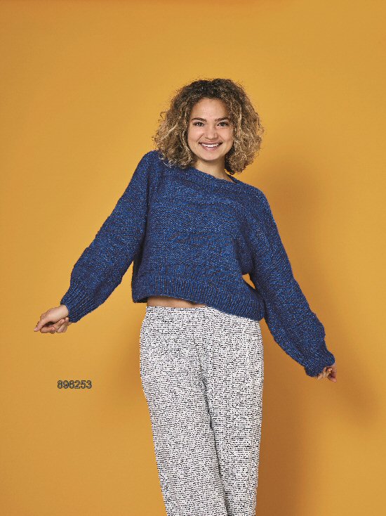  896253 Sweater med vrangfelter 